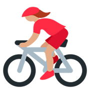 Émoji 🚴🏽‍♀️ Cycliste Femme : Peau Légèrement Mate sur Twitter Twemoji 2.2.2.