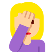 🤦🏼‍♀️ Emoji sich an den Kopf fassende Frau: mittelhelle Hautfarbe Twitter Twemoji 2.2.2.