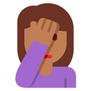 🤦🏾‍♀️ Emoji sich an den Kopf fassende Frau: mitteldunkle Hautfarbe Twitter Twemoji 2.2.2.