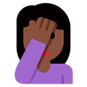 🤦🏿‍♀️ Emoji sich an den Kopf fassende Frau: dunkle Hautfarbe Twitter Twemoji 2.2.2.