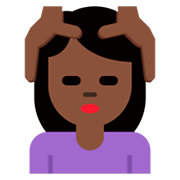 💆🏿‍♀️ Emoji Frau, die eine Kopfmassage bekommt: dunkle Hautfarbe Twitter Twemoji 2.2.2.