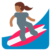 🏄🏾‍♀️ Emoji Mulher Surfista: Pele Morena Escura na Twitter Twemoji 2.2.2.