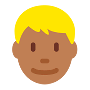 👱🏾‍♂️ Emoji Homem: Pele Morena Escura E Cabelo Loiro na Twitter Twemoji 2.2.