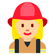 👩🏼‍🚒 Emoji Feuerwehrfrau: mittelhelle Hautfarbe Twitter Twemoji 2.2.