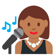👩🏾‍🎤 Emoji Cantante Mujer: Tono De Piel Oscuro Medio en Twitter Twemoji 2.2.