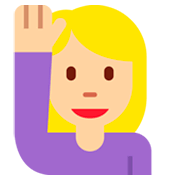 🙋🏼 Emoji Persona Con La Mano Levantada: Tono De Piel Claro Medio en Twitter Twemoji 2.2.