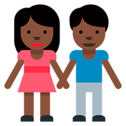 👫🏿 Emoji Mann und Frau halten Hände: dunkle Hautfarbe Twitter Twemoji 2.2.
