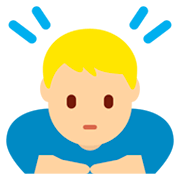 Emoji 🙇🏼‍♂️ Uomo Che Fa Inchino Profondo: Carnagione Abbastanza Chiara su Twitter Twemoji 2.2.