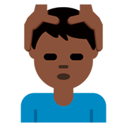 💆🏿‍♂️ Emoji Mann, der eine Kopfmassage bekommt: dunkle Hautfarbe Twitter Twemoji 2.2.