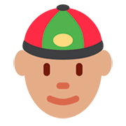 👲🏽 Emoji Hombre Con Gorro Chino: Tono De Piel Medio en Twitter Twemoji 2.2.