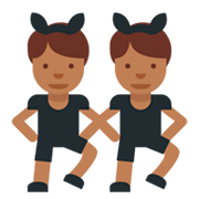 👯🏾‍♂️ Emoji Hombres Con Orejas De Conejo, Tono De Piel Oscuro Medio en Twitter Twemoji 2.2.