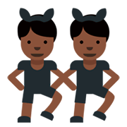 👯🏿‍♂️ Emoji Hombres Con Orejas De Conejo, Tono De Piel Oscuro en Twitter Twemoji 2.2.