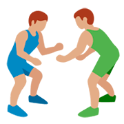 🤼🏽‍♂️ Emoji Hombres Luchando, Tono De Piel Medio en Twitter Twemoji 2.2.
