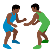 🤼🏿‍♂️ Emoji Hombres Luchando, Tono De Piel Oscuro en Twitter Twemoji 2.2.