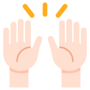 🙌🏻 Emoji zwei erhobene Handflächen: helle Hautfarbe Twitter Twemoji 2.2.