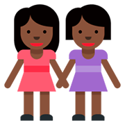 👭🏿 Emoji Mujeres De La Mano: Tono De Piel Oscuro en Twitter Twemoji 2.2.