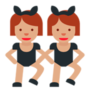 Émoji 👯🏽‍♀️ Femmes Avec Des Oreilles De Lapin, Peau Légèrement Mate sur Twitter Twemoji 2.2.