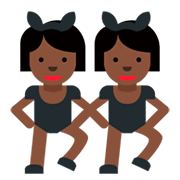 👯🏿‍♀️ Emoji Mujeres Con Orejas De Conejo, Tono De Piel Oscuro en Twitter Twemoji 2.2.