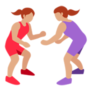 🤼🏽‍♀️ Emoji Mujeres Luchando, Tono De Piel Medio en Twitter Twemoji 2.2.