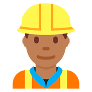 👷🏾 Emoji Trabalhador De Construção Civil: Pele Morena Escura na Twitter Twemoji 2.5.