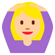 🙆🏼 Emoji Person mit Händen auf dem Kopf: mittelhelle Hautfarbe Twitter Twemoji 2.5.