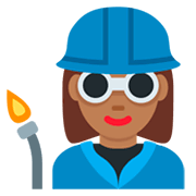 👩🏾‍🏭 Emoji Fabrikarbeiterin: mitteldunkle Hautfarbe Twitter Twemoji 2.5.