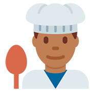 👨🏾‍🍳 Emoji Cocinero: Tono De Piel Oscuro Medio en Twitter Twemoji 2.5.