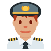 👨🏽‍✈️ Emoji Piloto De Avião Homem: Pele Morena na Twitter Twemoji 2.5.