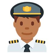 👨🏾‍✈️ Emoji Pilot: mitteldunkle Hautfarbe Twitter Twemoji 2.5.