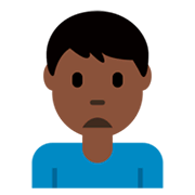 🙍🏿‍♂️ Emoji Hombre Frunciendo El Ceño: Tono De Piel Oscuro en Twitter Twemoji 2.5.