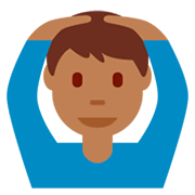 🙆🏾‍♂️ Emoji Hombre Haciendo El Gesto De «de Acuerdo»: Tono De Piel Oscuro Medio en Twitter Twemoji 2.5.