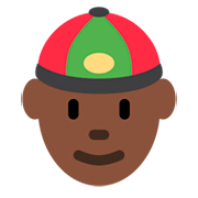👲🏿 Emoji Mann mit chinesischem Hut: dunkle Hautfarbe Twitter Twemoji 2.5.