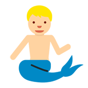 🧜🏼‍♂️ Emoji Sirena Hombre: Tono De Piel Claro Medio en Twitter Twemoji 2.5.