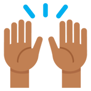 🙌🏾 Emoji Mãos Para Cima: Pele Morena Escura na Twitter Twemoji 2.5.