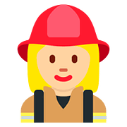 👩🏼‍🚒 Emoji Feuerwehrfrau: mittelhelle Hautfarbe Twitter Twemoji 2.6.