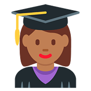 👩🏾‍🎓 Emoji Studentin: mitteldunkle Hautfarbe Twitter Twemoji 2.6.