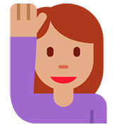 🙋🏽 Emoji Person mit erhobenem Arm: mittlere Hautfarbe Twitter Twemoji 2.6.