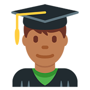 👨🏾‍🎓 Emoji Estudiante Hombre: Tono De Piel Oscuro Medio en Twitter Twemoji 2.6.