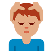 💆🏽‍♂️ Emoji Mann, der eine Kopfmassage bekommt: mittlere Hautfarbe Twitter Twemoji 2.6.