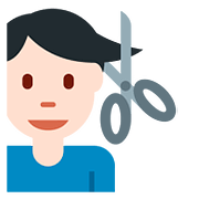 💇🏻‍♂️ Emoji Mann beim Haareschneiden: helle Hautfarbe Twitter Twemoji 2.6.