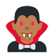 🧛🏾‍♂️ Emoji männlicher Vampir: mitteldunkle Hautfarbe Twitter Twemoji 2.6.