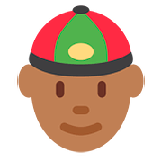 👲🏾 Emoji Mann mit chinesischem Hut: mitteldunkle Hautfarbe Twitter Twemoji 2.6.