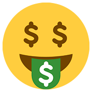 🤑 Emoji Gesicht mit Dollarzeichen Twitter Twemoji 2.6.