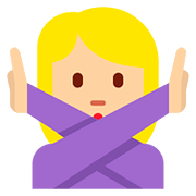 🙅🏼‍♀️ Emoji Mujer Haciendo El Gesto De «no»: Tono De Piel Claro Medio en Twitter Twemoji 2.6.