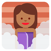 🧖🏾‍♀️ Emoji Frau in Dampfsauna: mitteldunkle Hautfarbe Twitter Twemoji 2.6.