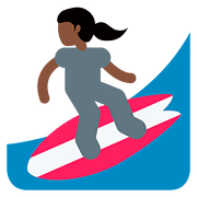 🏄🏿‍♀️ Emoji Mulher Surfista: Pele Escura na Twitter Twemoji 2.6.