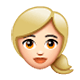 👱🏻‍♀️ Emoji Frau: helle Hautfarbe, blond WhatsApp 2.17.