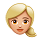 👱🏼‍♀️ Emoji Frau: mittelhelle Hautfarbe, blond WhatsApp 2.17.