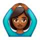 🙆🏾 Emoji Person mit Händen auf dem Kopf: mitteldunkle Hautfarbe WhatsApp 2.17.