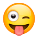 Emoji 😜 Faccina Che Fa L’occhiolino E Mostra La Lingua su WhatsApp 2.17.